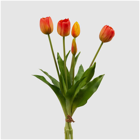 EDG Tulipano gommoso fiore artificiale mazzo 5 tulipani arancione H40 cm