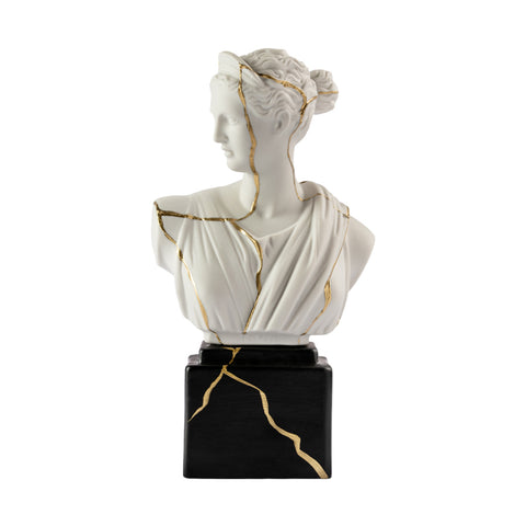 SBORDONE Busto Diana in porcellana bianca con venature dorate 2 varianti (1pz)