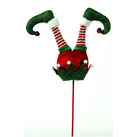 VETUR Decorazione di Natale gambe di elfo con scarpe rosso e verde H81cm