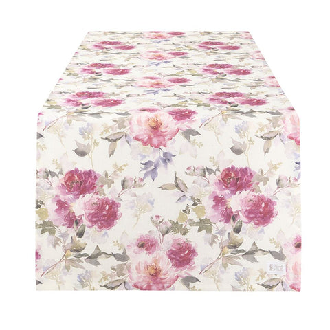 NUVOLE DI STOFFA Runner da tavola con fiori floreale in cotone DEMETRA 150x50 cm