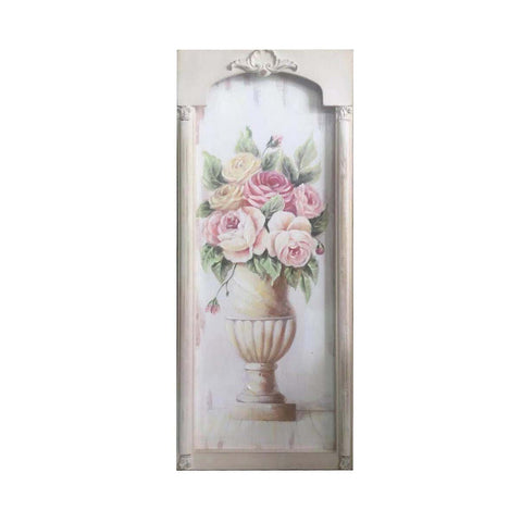 BLANC MARICLO' Quadro alto tela dipinto rose legno beige 2 colori 25,4x2,7x61 cm