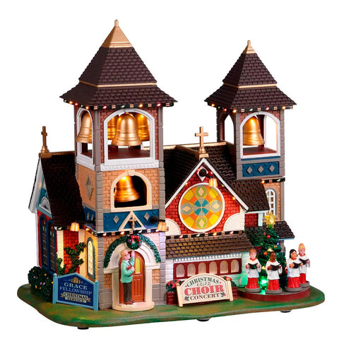 LEMAX Edificio illuminato Chiesa con campane "Christmas Chimes" Costruisci il tuo villaggio di Natale