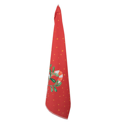 Clayre & Eef Canovaccio strofinaccio natalizio rosso con bastoncini di zucchero 50x70 cm