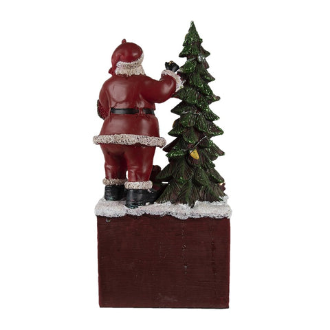 CLAYRE E EEF Statuina natalizia babbo natale con albero in poliresina 16x10x34 cm