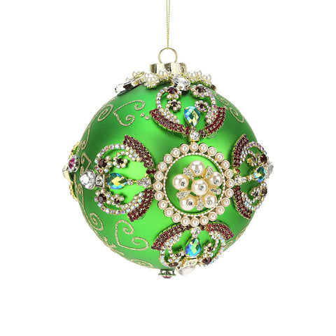 GOODWILL Sfera grande in vetro verde "King's Ball" con gioielli D15 cm