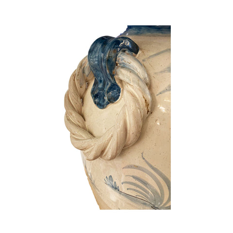 LEONA Portombrelli artigianale vaso SALONA ceramica bianca e decori blu 36x45 cm