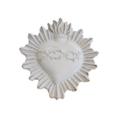 VIRGINIA CASA Cuore piccolo spine "EXVOTO" in ceramica bianca 22x19cm K179OR-1@B