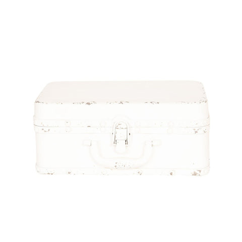 CLAYRE & EEF Decorazione valigia rettangolare metallo bianco anticato 29x20x13cm