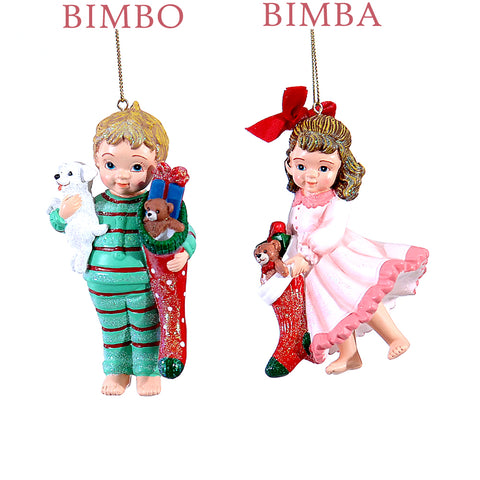 VETUR Decoro natalizio Bimbo o Bimba glitterati in resina 10 cm 2 varianti (1pz)