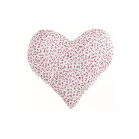 BLANC MARICLO' Cuscino decorativo a cuore cotone bianco a fiori rosa 45x45 cm