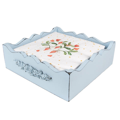 Clayre & Eef Confezione da 20 tovaglioli bianchi natalizi di carta con bastoncini di zucchero 33x33 cm
