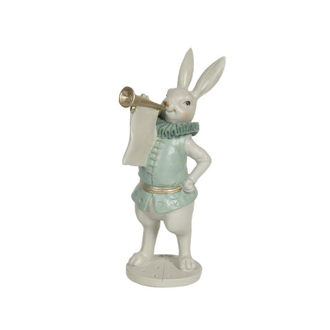 CLAYRE & EEF Decorazione coniglio con tromba bianco 12x12x29 cm 6PR3156