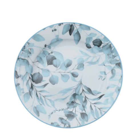 HERVIT Set due piatti dessert dolce bianco / blu in porcellana Botanic Ø19.5 cm