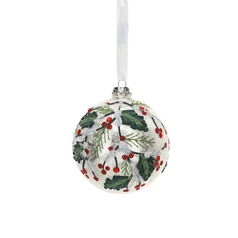 HERVIT Pallina natalizia sfera per albero decori glitter in vetro soffiato Ø10cm