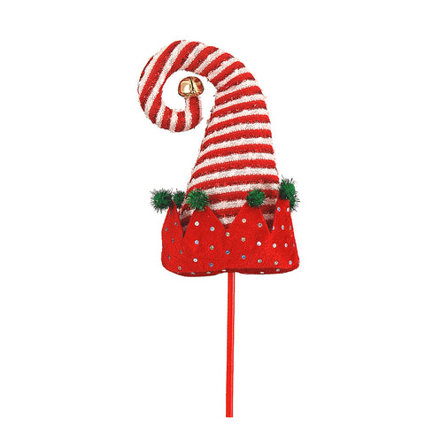 VETUR Decorazione di Natale cappello di elfo rosso e bianco in tessuto 52cm