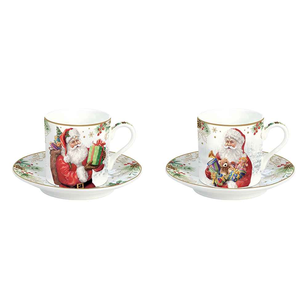 Easy Life Set 2 tazze da caffè in porcellana Santa is Coming 75 ml –  Angelica Home Stabia