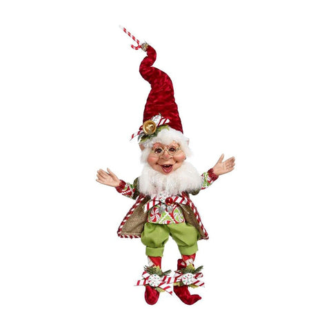 GOODWILL Statuetta elfo Natale con dolcetti resina e tessuto rosso verde H28 cm