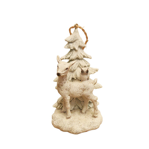 GOODWILL Statuina natalizia cerbiatta con gufo bianco in resina Ø6xh10 cm