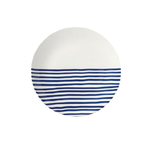 EASY LIFE Piatto piano BLU LINEE in ceramica avorio e blu Ø 27 cm