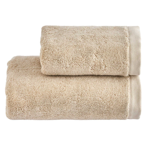 BIANCO PERLA Coppia di asciugamani da bagno beige PERLA in spugna 60x110 cm 40x60 cm
