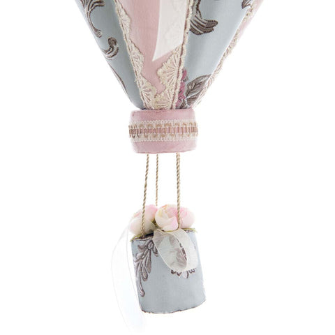 Blanc Mariclò Decoro pasquale mongolfiera con rose e ornamenti da appendere in tessuto, Corelli Shabby Chic