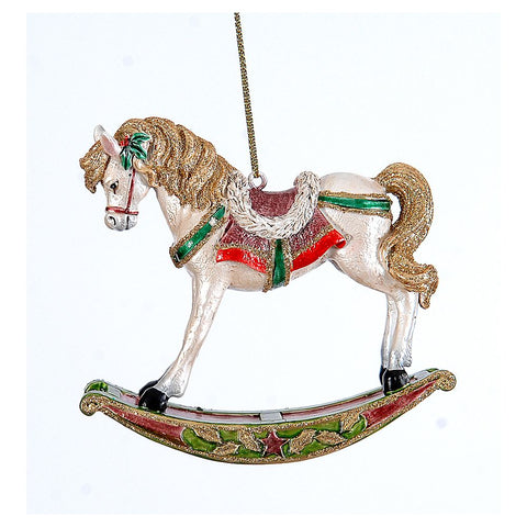 VETUR Decoro natalizio Cavallo a dondolo in poliresina da appendere 8 cm
