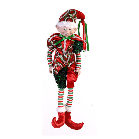 VETUR Decorazione natalizia Elfo rosso e verde da appendere in plastica e tessuto H46 cm