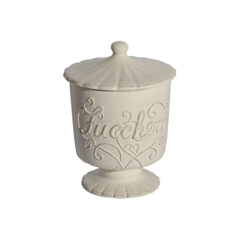 VIRGINIA CASA Barattolo zucchero “VOLUTE” in ceramica bianca H18 cm B198BT-1@B