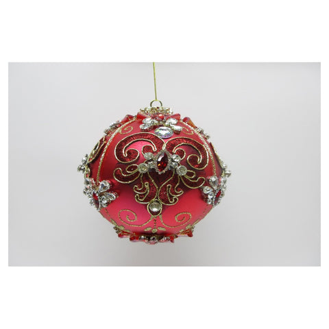 GOODWILL Decorazione natalizia sfera in vetro rosso con gioielli