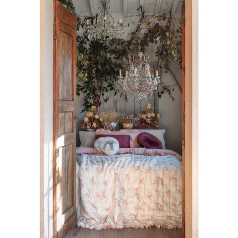 BLANC MARICLO' Trapunta matrimoniale a fiori con rouche poliestere 260x260 cm