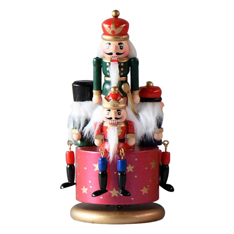 Clayre & Eef Addobbo natalizio Carillon musicale con tre schiaccianoci rosso e verde 9x20cm