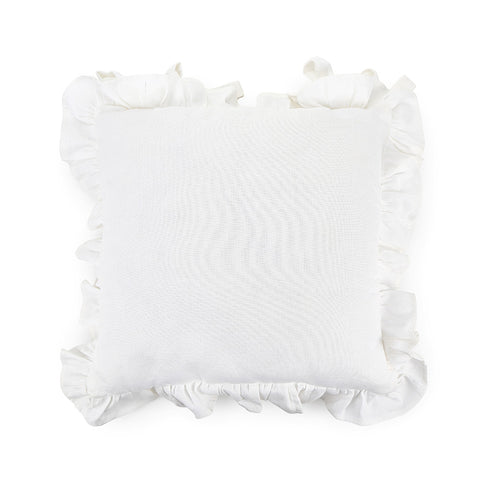 NUVOLE DI STOFFA Cuscino arredo decorativo con balza bianco misto lino, Shabby Chic Maria Vittoria - Danidè 45x45 cm
