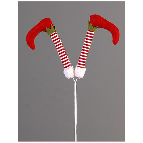 VETUR Decoro natalizio Ramo gambe di elfo rosso e bianco verdi in tessuto 61 cm