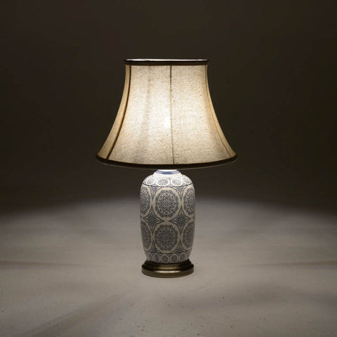 INART Lampada da tavolo moderna con elegante decoro beige e blu 36×36×58 cm