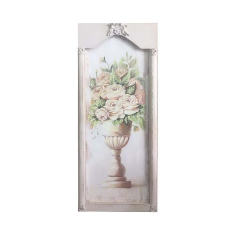 BLANC MARICLO' Quadro alto tela dipinto rose legno beige 2 colori 25,4x2,7x61 cm