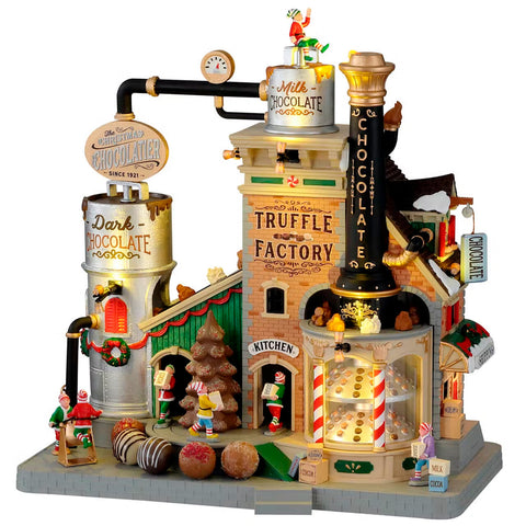 LEMAX Edificio illuminato Fabbrica di cioccolato animata con musica Costruisci il tuo villaggio di Natale