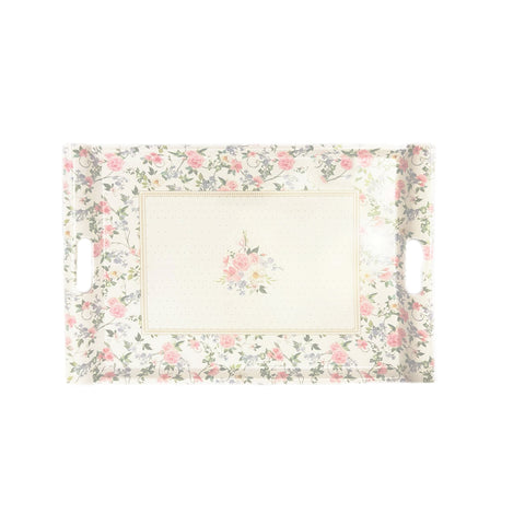 EASY LIFE Vassoio con manici GARDEN JOY bianco con fiorellini rosa 52x37 cm