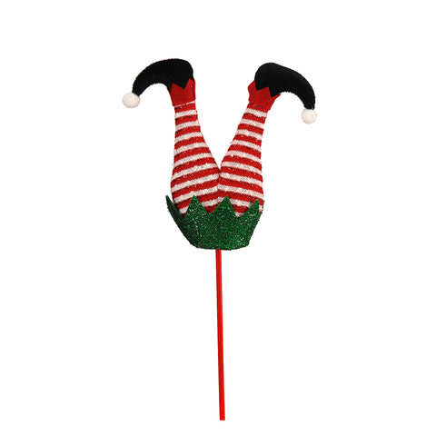 VETUR Decorazione di Natale gambe di elfo rosso e verde con scarpe nere 50 cm