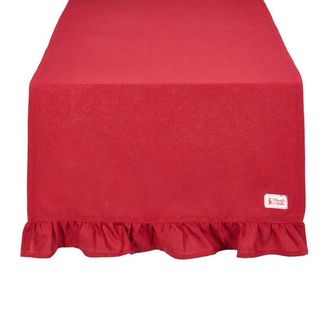 Nuvole di Stoffa Runner rosso con balza "Toile de Noel" 150x50+6 cm