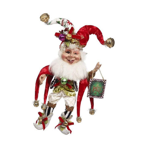 GOODWILL Statuetta elfo jolly natalizio resina e tessuto rosso e bianco H25 cm