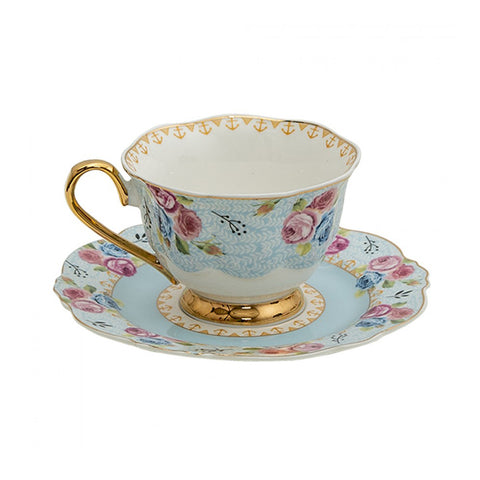 Clayre & Eef Tazzina da Tè con piattino in porcellana floreale 160 ml