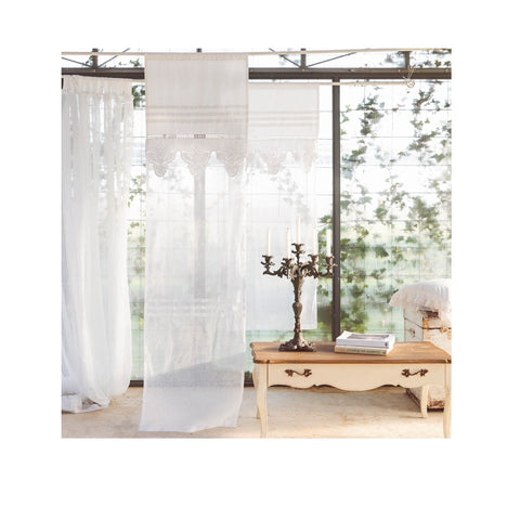 BLANC MARICLO' Set 2 pannelli tenda finestra misto lino avorio 45x70 cm A29304