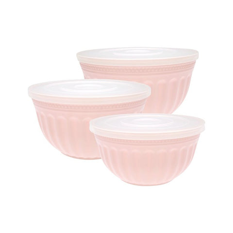 GREENGATE Set 3 contenitori rosa in plastica con coperchio PLABOW3PW1904