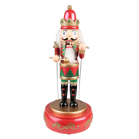 Clayre & Eef Addobbo natalizio carillon musicale con schiaccianoci verde e rosso 13x33cm