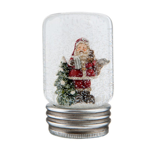 CLAYRE & EEF Ampolla Barattolo Sferacqua in vetro decoro Babbo Natale con la neve Ø 5x9 cm