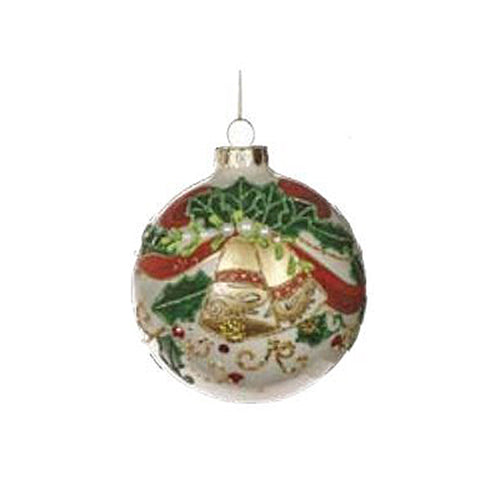 GOODWILL Palla di Natale sfera per albero con glitter vetro bianco Ø12,5 cm