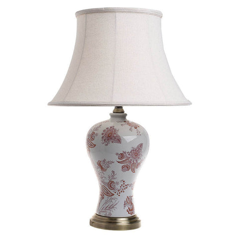 INART Lampada da tavolo moderna con elegante decoro beige e rosso 40×40×60 cm