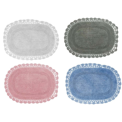 BLANC MARICLO' Tappeto da bagno ovale 4 varianti colore CROCHET LOVERS 40x60 cm