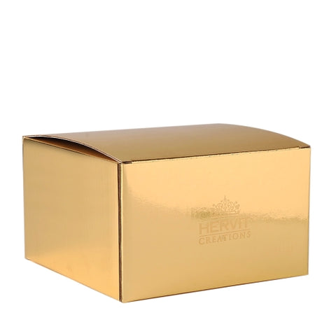 Hervit Portacandela in vetro decori in oro con scatola in regalo 9xh10 cm