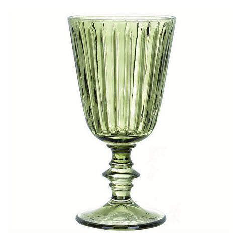 BLANC MARICLO' Set 6 calici per vino LIBIAMO vetro ondulato verde Ø9 H17 cm